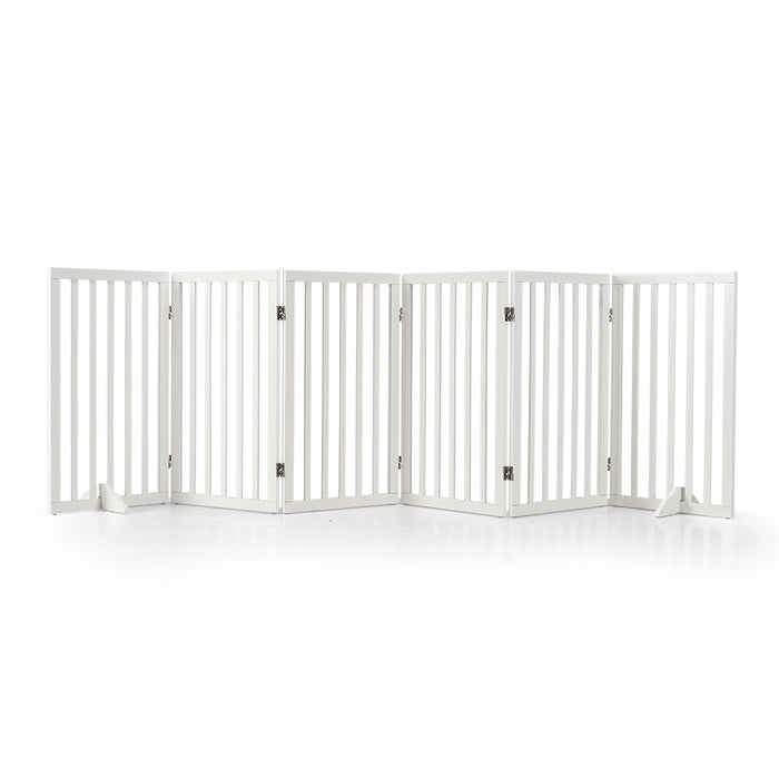 Pet Gate Dog Fence Safety Barrier With Support Feet 6 Panel 80Cm White