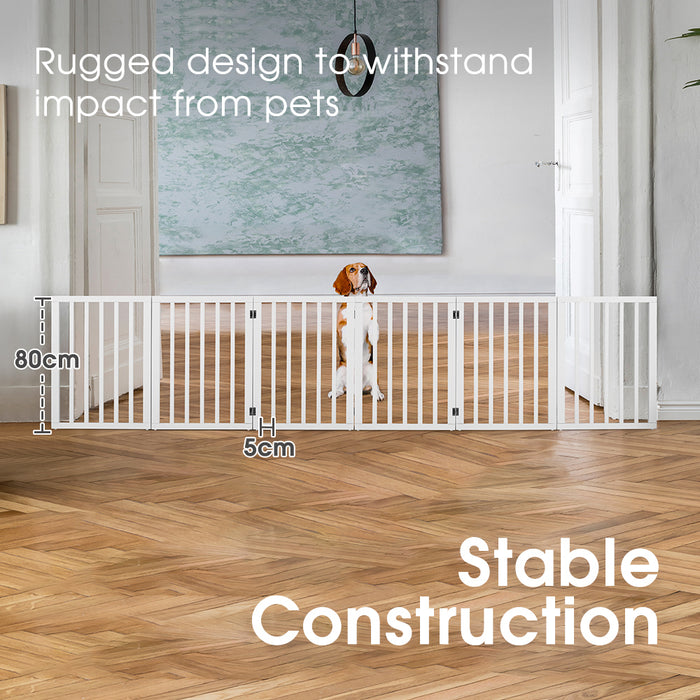 Pet Gate Dog Fence Safety Barrier With Support Feet 6 Panel 80Cm White