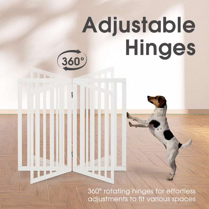 Pet Gate Dog Fence Safety Barrier With Support Feet 6 Panel 80Cm White