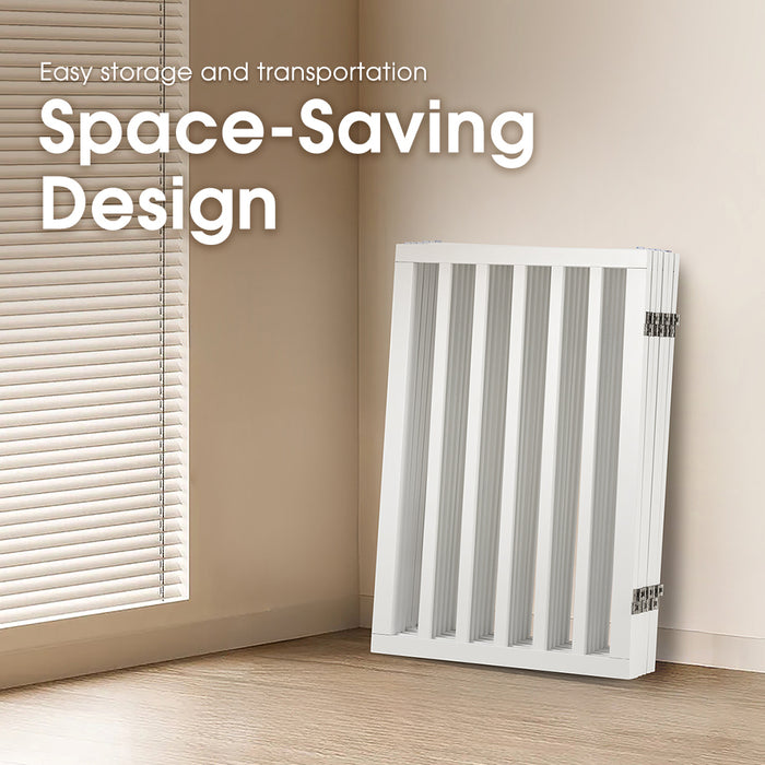 Pet Gate Dog Fence Safety Barrier With Support Feet 6 Panel 80Cm White