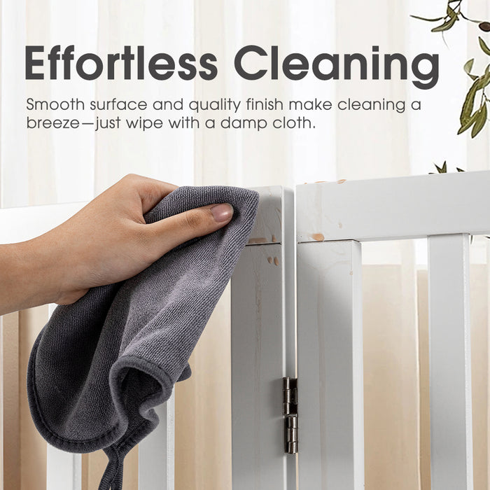 Pet Gate Dog Fence Safety Barrier With Support Feet 6 Panel 80Cm White