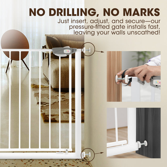 Adjustable Metal Baby Gate With Pressure Mount Fastening Medium