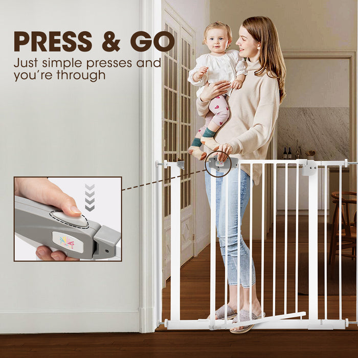 Adjustable Metal Baby Gate With Pressure Mount Fastening Medium