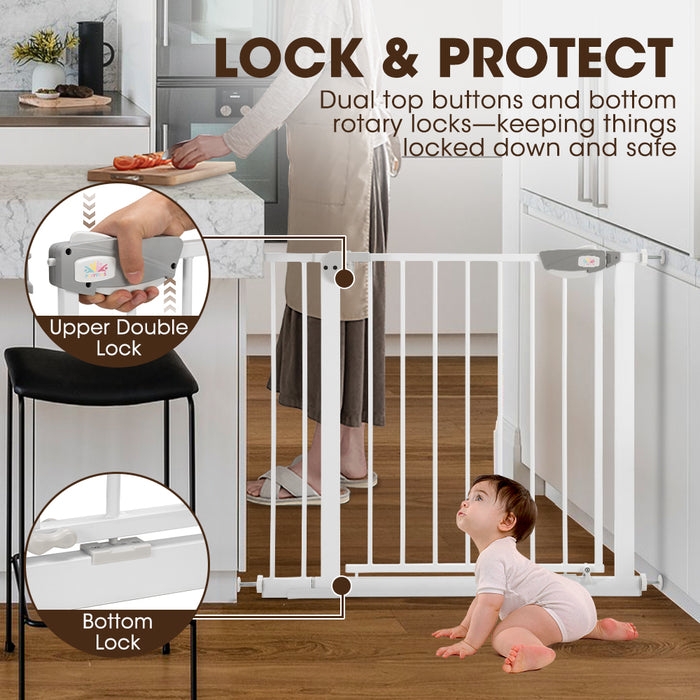 Adjustable Metal Baby Gate With Pressure Mount Fastening Medium
