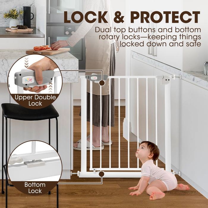 Adjustable Metal Baby Gate With Pressure Mount Fastening Small