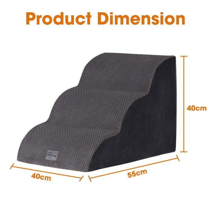 3 Tiers Dog Steps Pet Stairs Ramp Portable Bed Ladder Washable Cover