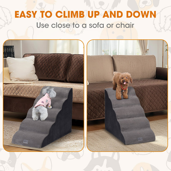 5 Tiers Dog Steps Pet Stairs Ramp Portable Bed Ladder Washable Cover