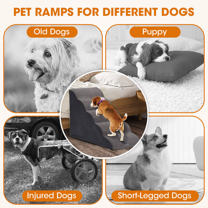 5 Tiers Dog Steps Pet Stairs Ramp Portable Bed Ladder Washable Cover