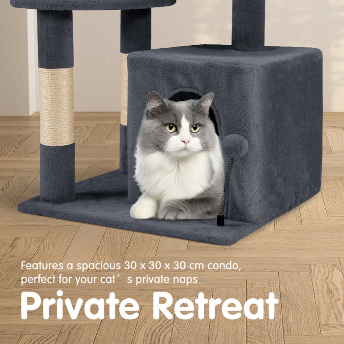 Cat Tree Tower Scratching Post Scratcher Condo Bed House 85Cm Dark Grey