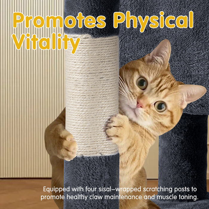 Cat Tree Tower Scratching Post Scratcher Condo Bed House 85Cm Dark Grey