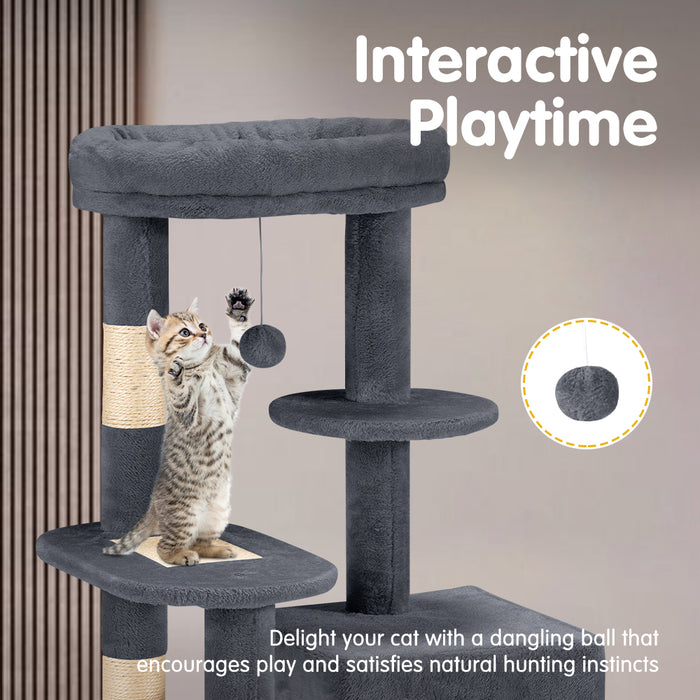 Cat Tree Tower Scratching Post Scratcher Condo Bed House 85Cm Dark Grey