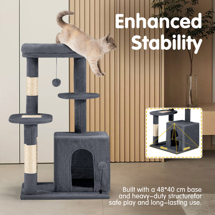 Cat Tree Tower Scratching Post Scratcher Condo Bed House 85Cm Dark Grey