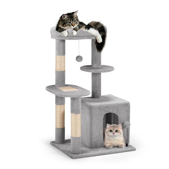 Cat Tree Tower Scratching Post Scratcher Condo Bed House 85Cm Grey