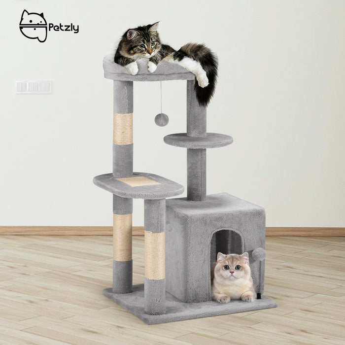 Cat Tree Tower Scratching Post Scratcher Condo Bed House 85Cm Grey