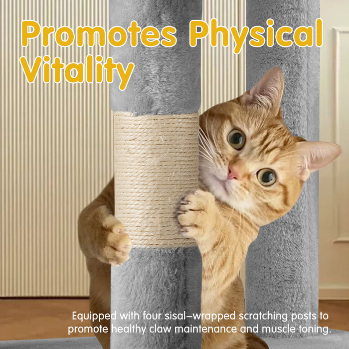 Cat Tree Tower Scratching Post Scratcher Condo Bed House 85Cm Grey