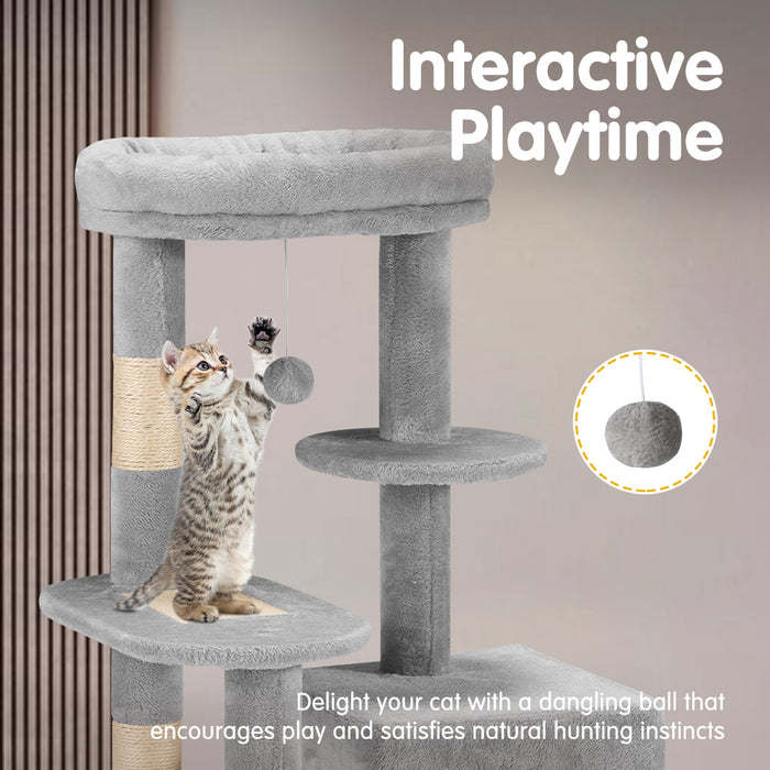Cat Tree Tower Scratching Post Scratcher Condo Bed House 85Cm Grey