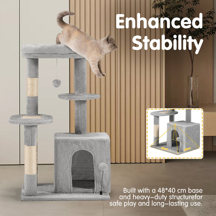 Cat Tree Tower Scratching Post Scratcher Condo Bed House 85Cm Grey