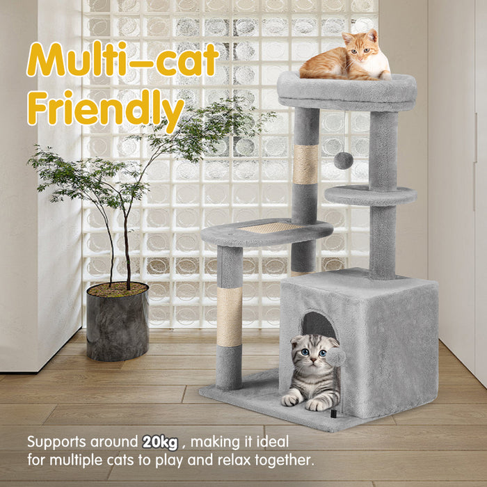 Cat Tree Tower Scratching Post Scratcher Condo Bed House 85Cm Grey