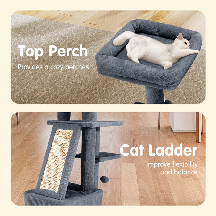 Cat Tree Tower Scratching Post Scratcher Condo House Bed 125Cm Dark Grey