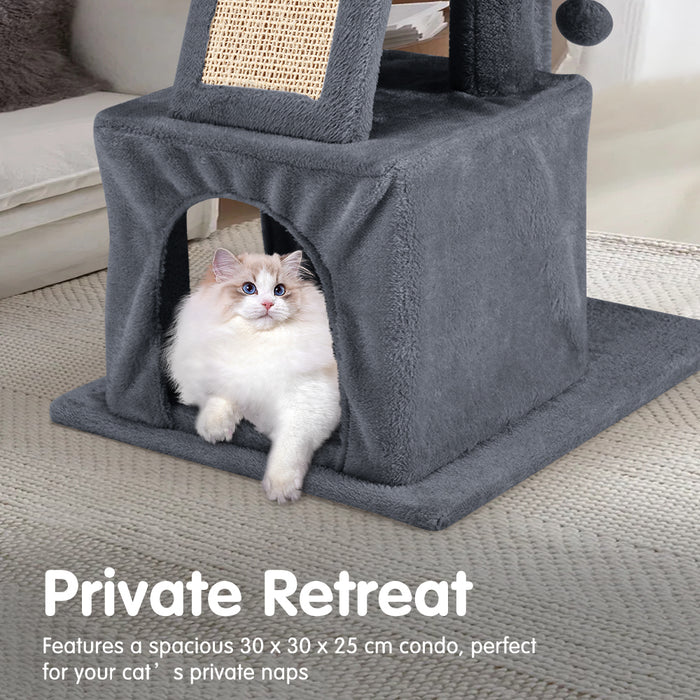 Cat Tree Tower Scratching Post Scratcher Condo House Bed 125Cm Dark Grey