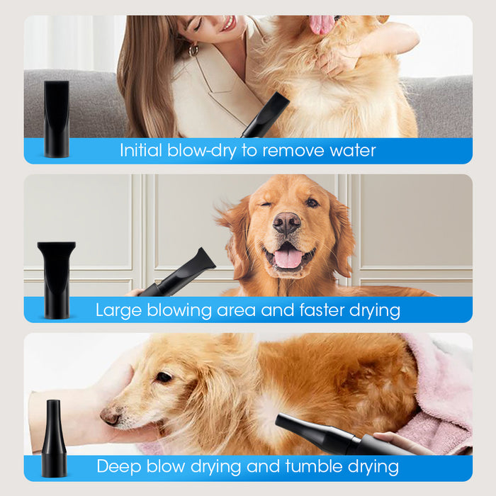 3200W Pet Hair Dryer Blow Cat Dog Grooming Hairdryer Blower 3 Nozzles