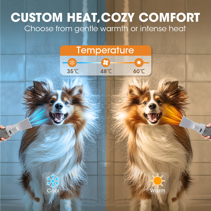 3200W Pet Hair Dryer Blower Lcd Touch Cat Dog Grooming 4 Nozzles