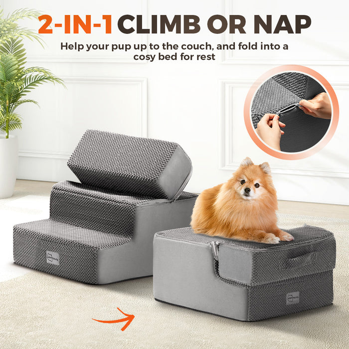 3 Tiers Dog Ramp Steps Pet Stairs Portable Indoor For Bed Sofa