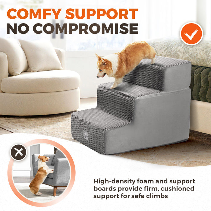 3 Tiers Dog Ramp Steps Pet Stairs Portable Indoor For Bed Sofa
