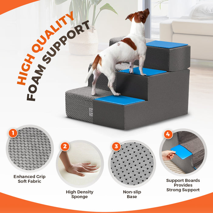 3 Tiers Dog Ramp Steps Pet Stairs Portable Indoor For Bed Sofa