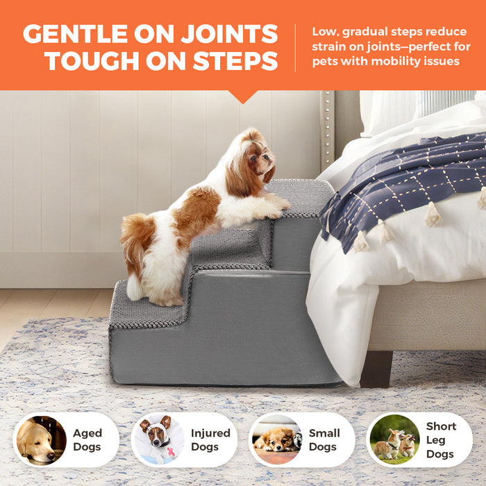 3 Tiers Dog Ramp Steps Pet Stairs Portable Indoor For Bed Sofa