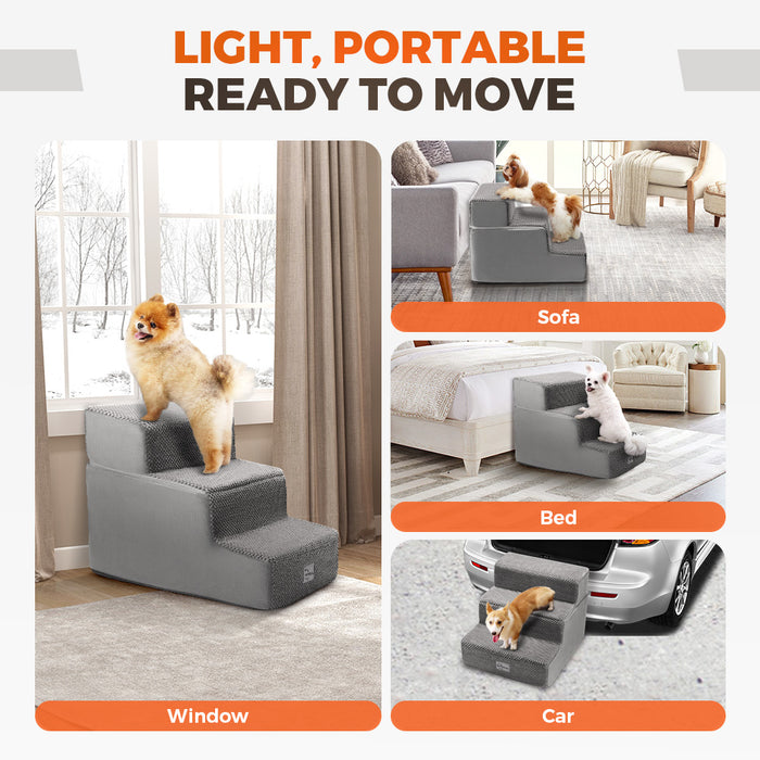 3 Tiers Dog Ramp Steps Pet Stairs Portable Indoor For Bed Sofa