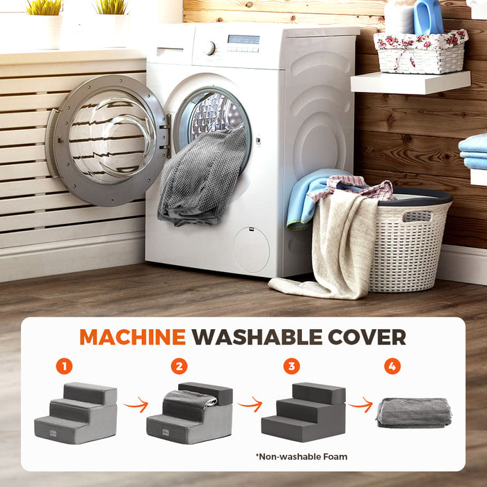 3 Tiers Dog Ramp Steps Pet Stairs Portable Indoor For Bed Sofa