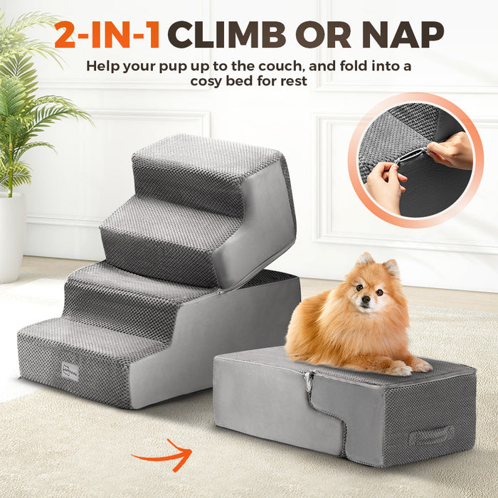 4 Tiers Dog Ramp Steps Pet Stairs Portable Indoor For Bed Sofa