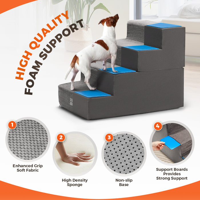 4 Tiers Dog Ramp Steps Pet Stairs Portable Indoor For Bed Sofa