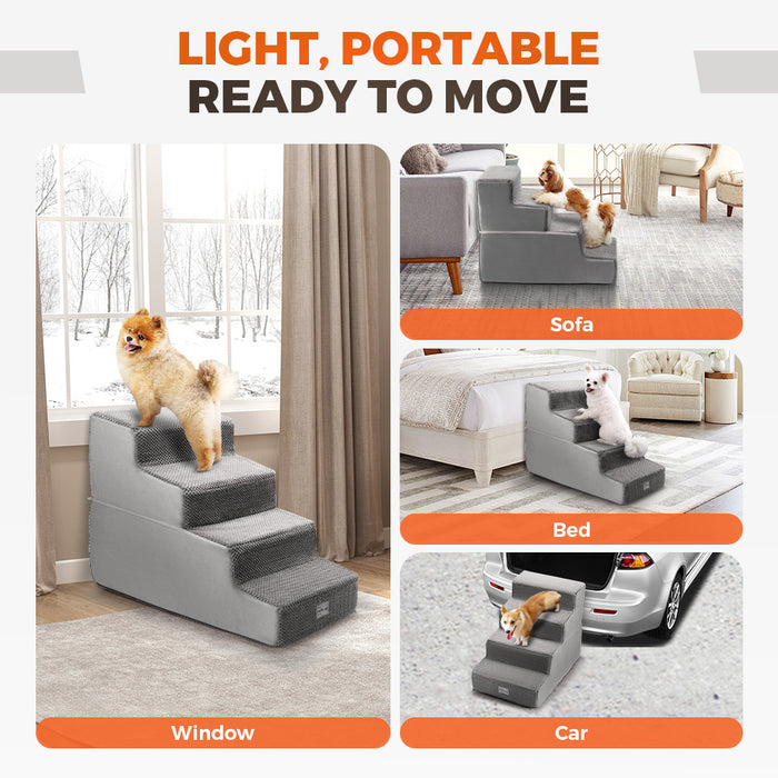 4 Tiers Dog Ramp Steps Pet Stairs Portable Indoor For Bed Sofa