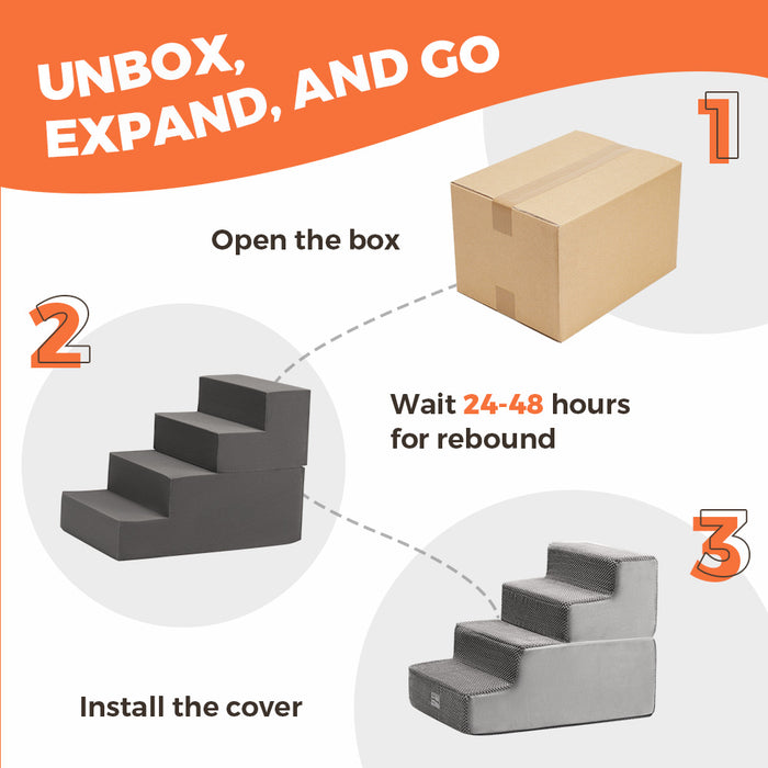 4 Tiers Dog Ramp Steps Pet Stairs Portable Indoor For Bed Sofa