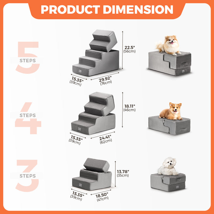 4 Tiers Dog Ramp Steps Pet Stairs Portable Indoor For Bed Sofa