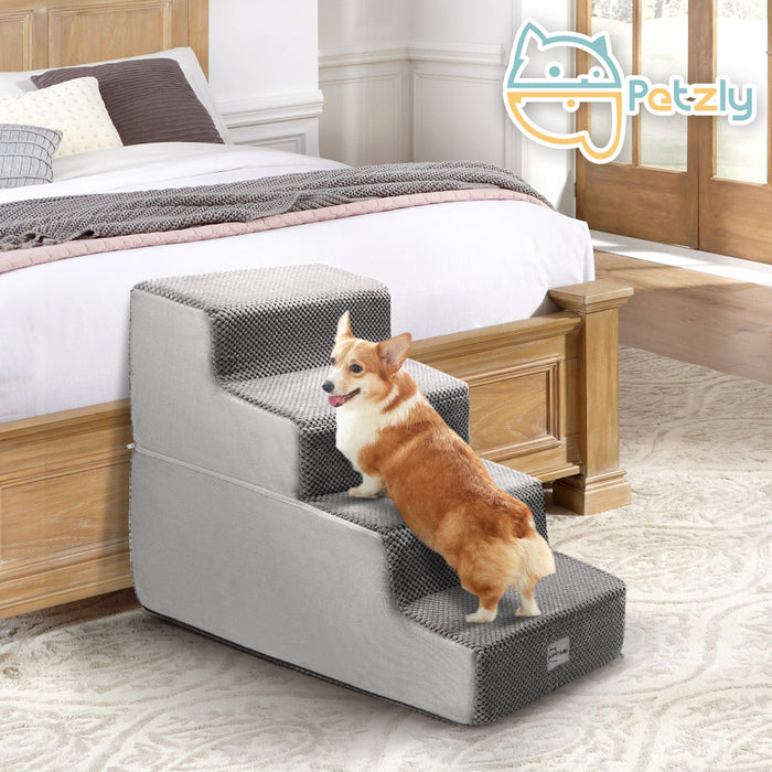 4 Tiers Dog Ramp Steps Pet Stairs Portable Indoor For Bed Sofa