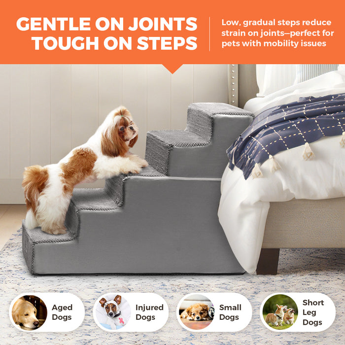 5 Tiers Dog Ramp Steps Pet Stairs Portable Indoor For Bed Sofa