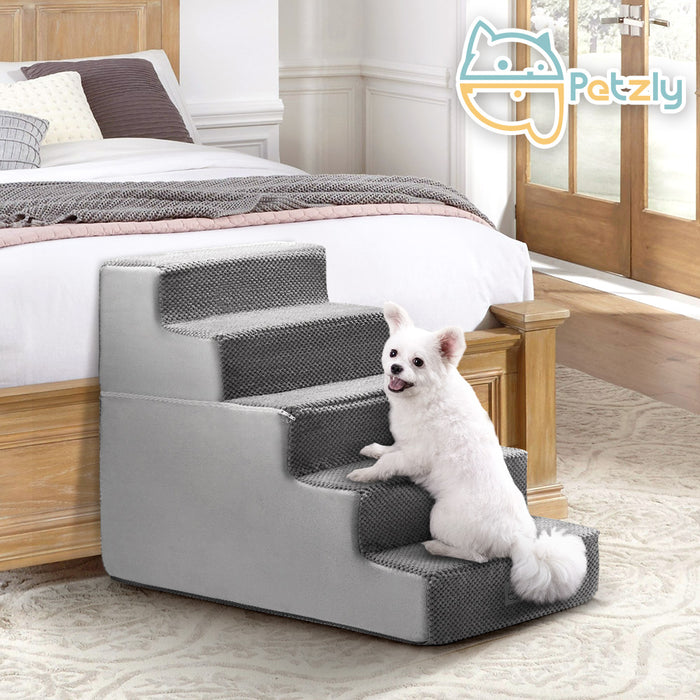 5 Tiers Dog Ramp Steps Pet Stairs Portable Indoor For Bed Sofa