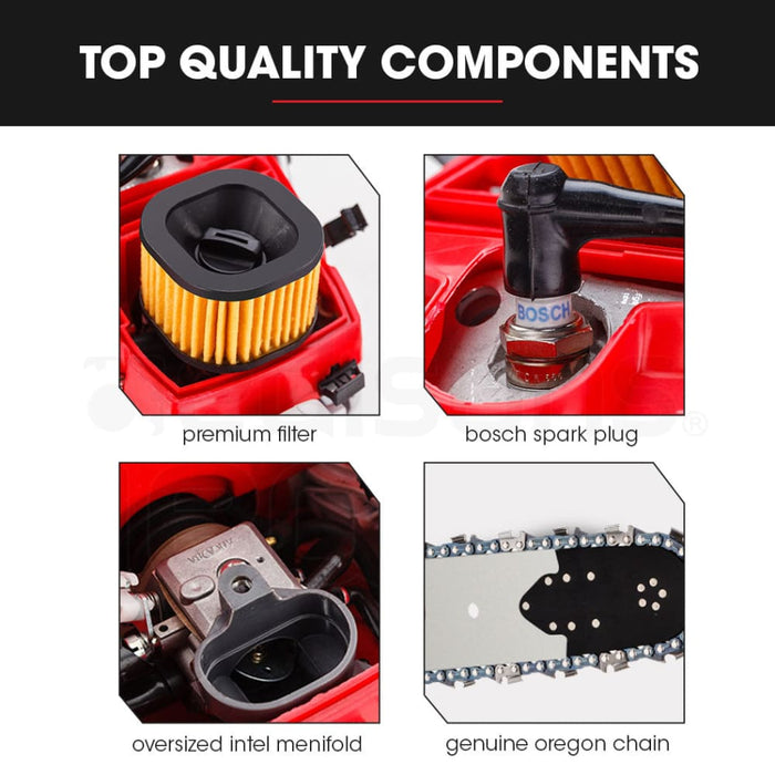 Petrol Commercial Chainsaw 24 Bar E-start Chain Saw Top