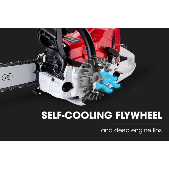 Petrol Commercial Chainsaw 24 Bar E-start Chain Saw Top