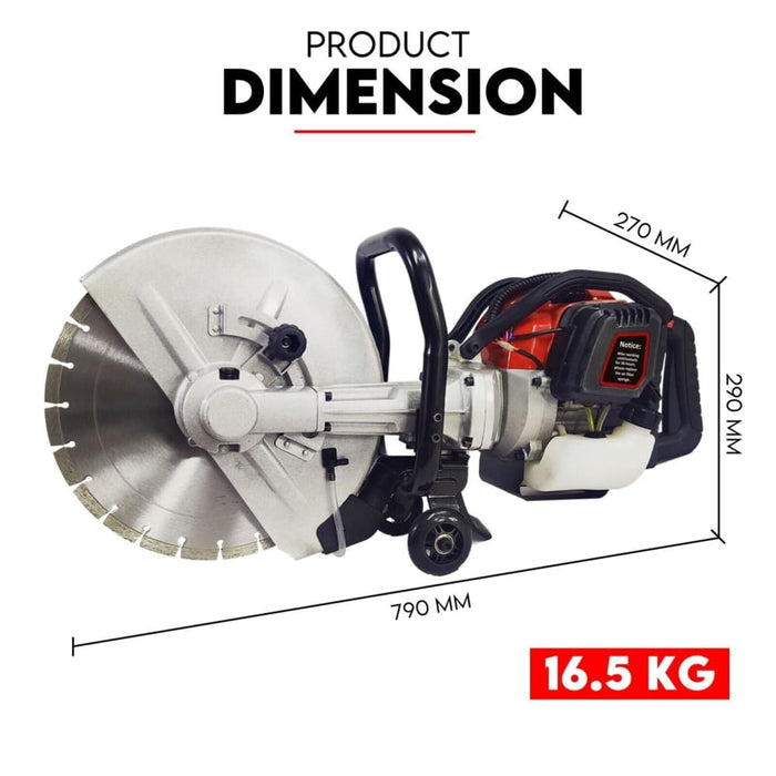 Petrol Demolition Saw 75cc Concrete Cut Off Wet Demo Road
