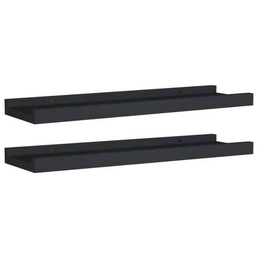 Picture Frame Ledge Shelves 2 Pcs Black Mdf Txtkto