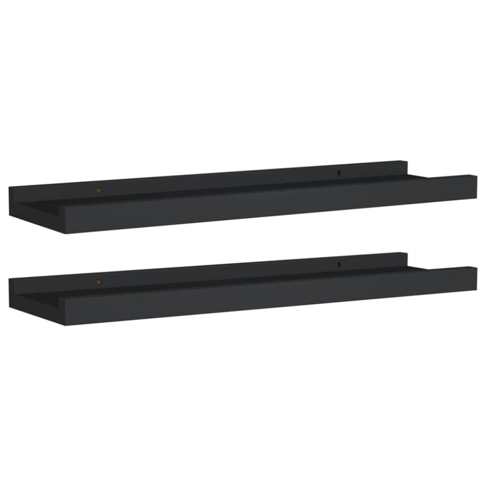 Picture Frame Ledge Shelves 2 Pcs Black Mdf Txtkto