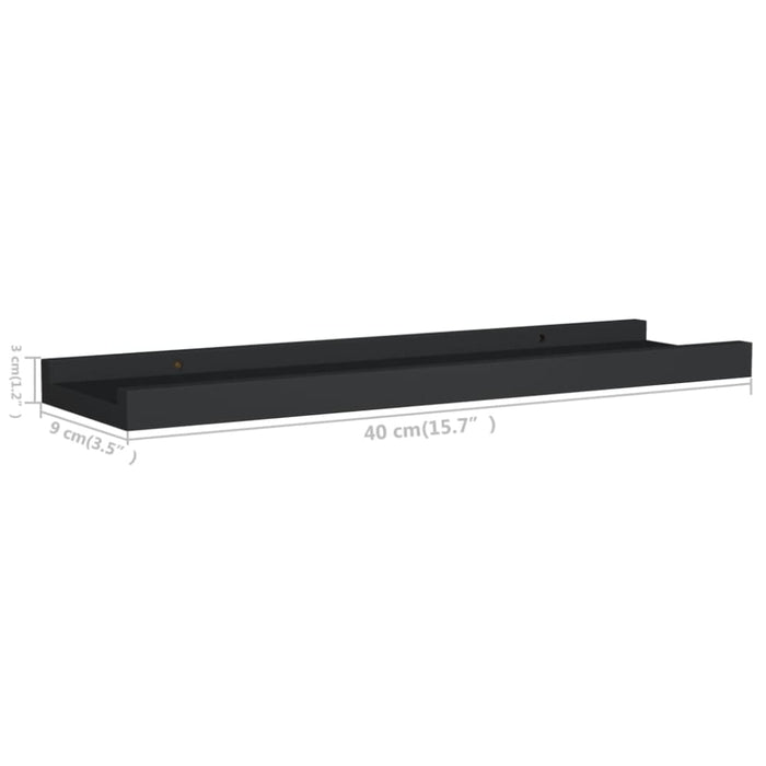 Picture Frame Ledge Shelves 2 Pcs Black Mdf Txtkto