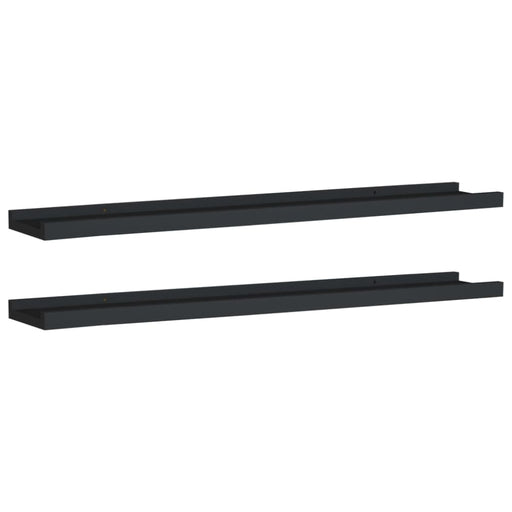 Picture Frame Ledge Shelves 2 Pcs Black Mdf Txtktt