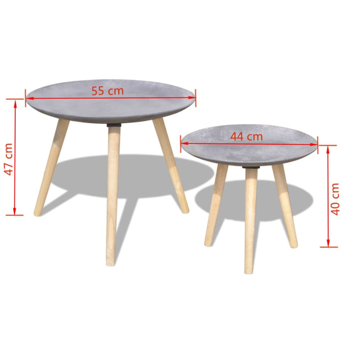 Two Piece Side Table/coffee Table Set 55 Cm&44 Cm Concrete