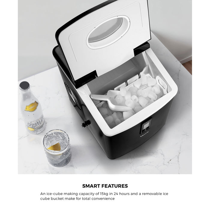 3L Portable Ice Maker Machine 15Kg Ice Cube Tray Bar Countertop Black