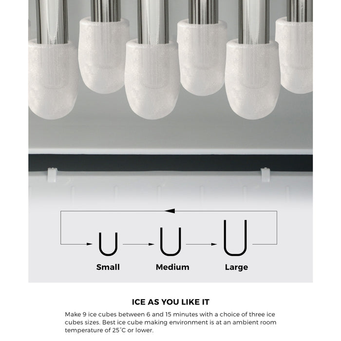 3L Portable Ice Maker Machine 15Kg Ice Cube Tray Bar Countertop Black